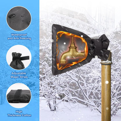 HOMEE 4 Pack Outdoor Faucet Covers for Winter Freeze Protection,Waterproof Outside Faucet Socks,Reusable Spigot Covers Winter Insulated Protection Hose Bib Cover (Black)