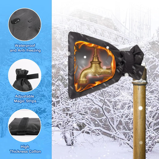 HOMEE 4 Pack Outdoor Faucet Covers for Winter Freeze Protection,Waterproof Outside Faucet Socks,Reusable Spigot Covers Winter Insulated Protection Hose Bib Cover (Black)