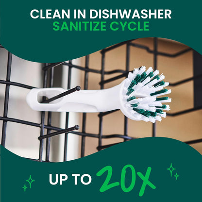 Scotch-Brite Small Utility Brush, Long Lasting Dish Brush with Handle for Scrubbing Cookware, Hands, Tile, Grout, Cutting Boards, and Utensils without Scratching, Antimicrobial, and Rinses Clean