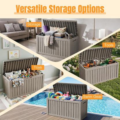 Outdoor Storage Box,38 Gallon Resin Deck Box,Waterproof & UV Resistant Lockable Package Delivery Bin,Toy Cabinet for Indoor & Outdoor