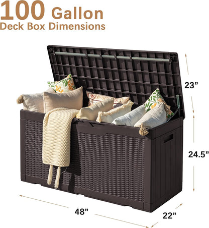 Devoko 30 Gallon Resin Deck Box Waterproof Outdoor Storage Box for Patio Furniture Pool Accessories Indoor Storage for Cushion Garden Tools (30 Gallon, Black)