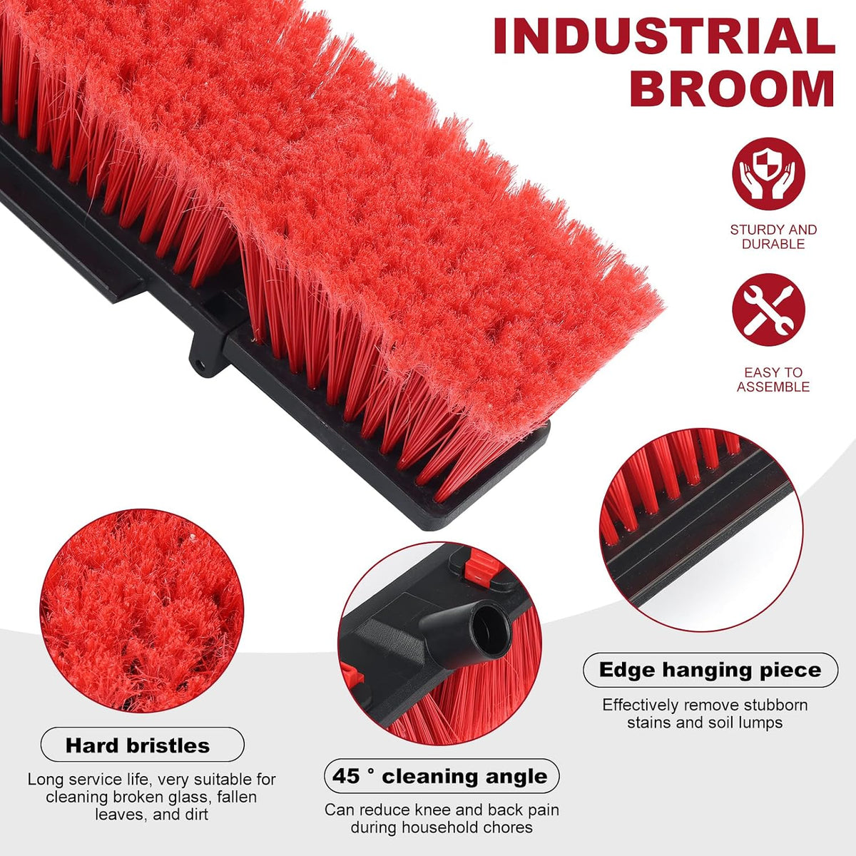Outdoor & Commercial Heavy-Duty Push Broom with 70" Adjustable Handle – Ideal for Industrial Use Heavy Duty Durable for Garage Driveway and Sidewalk Cleaning