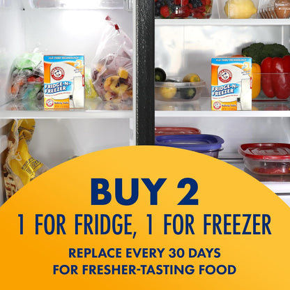 ARM & HAMMER Fridge-n-Freezer Baking Soda Odor Absorber, Helps Keep Food Tasting Fresh, Long-Lasting, Natural & Unscented Deodorizer for Kitchen & Home, 14 Oz, 12 Pack