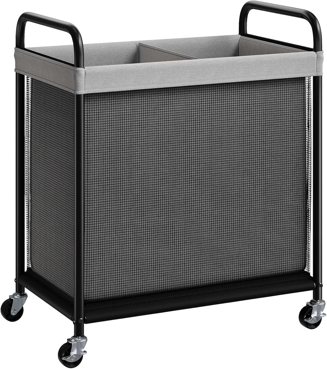 ELYKEN Laundry Hamper 3 Section, 120L Rolling Laundry Sorter with Removable Liner Bag, Laundry Basket with Wheels, Steel Frame with Metal Handle, Clothes Hamper Cart for Laundry Room & Bedroom