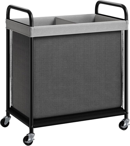 ELYKEN Laundry Hamper 3 Section, 120L Rolling Laundry Sorter with Removable Liner Bag, Laundry Basket with Wheels, Steel Frame with Metal Handle, Clothes Hamper Cart for Laundry Room & Bedroom
