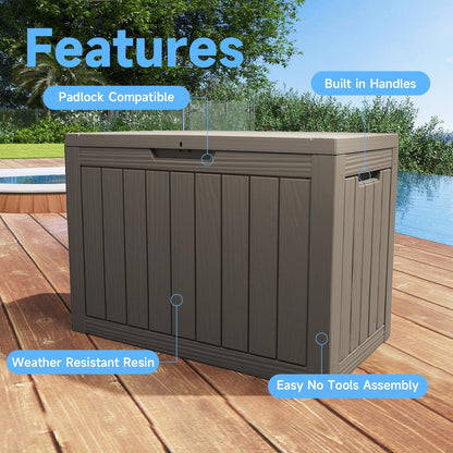 320 Gallon Waterproof Outdoor Storage Box, UV Resistant Resin Deck Box with Hydraulic Rod for Reinforced Stability, Perfect for Patio, Garden, and Pool（Black，320 Gallon）