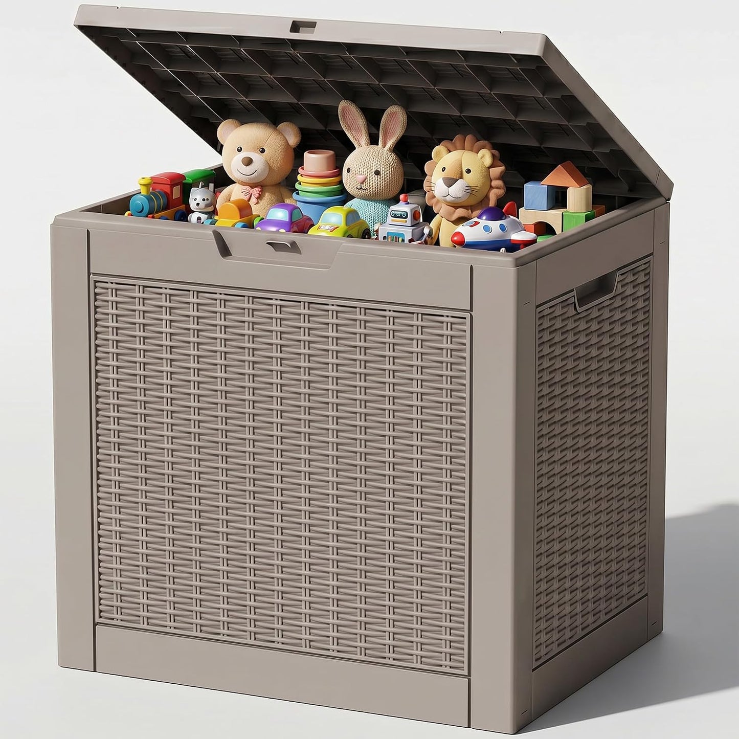 Outdoor Storage Box,38 Gallon Resin Deck Box,Waterproof & UV Resistant Lockable Package Delivery Bin,Toy Cabinet for Indoor & Outdoor