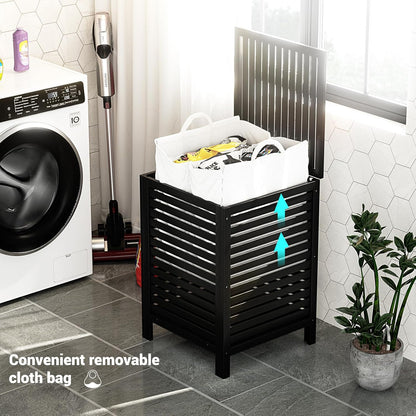 Homykic Bamboo Laundry Hamper with Lid, 120L Large Clothes Laundry Sorter with Removable 2-Section Liner Bag, Raised Laundry Basket Organizer for Clothing, Bathroom, Bedroom, Laundry Room, Natural