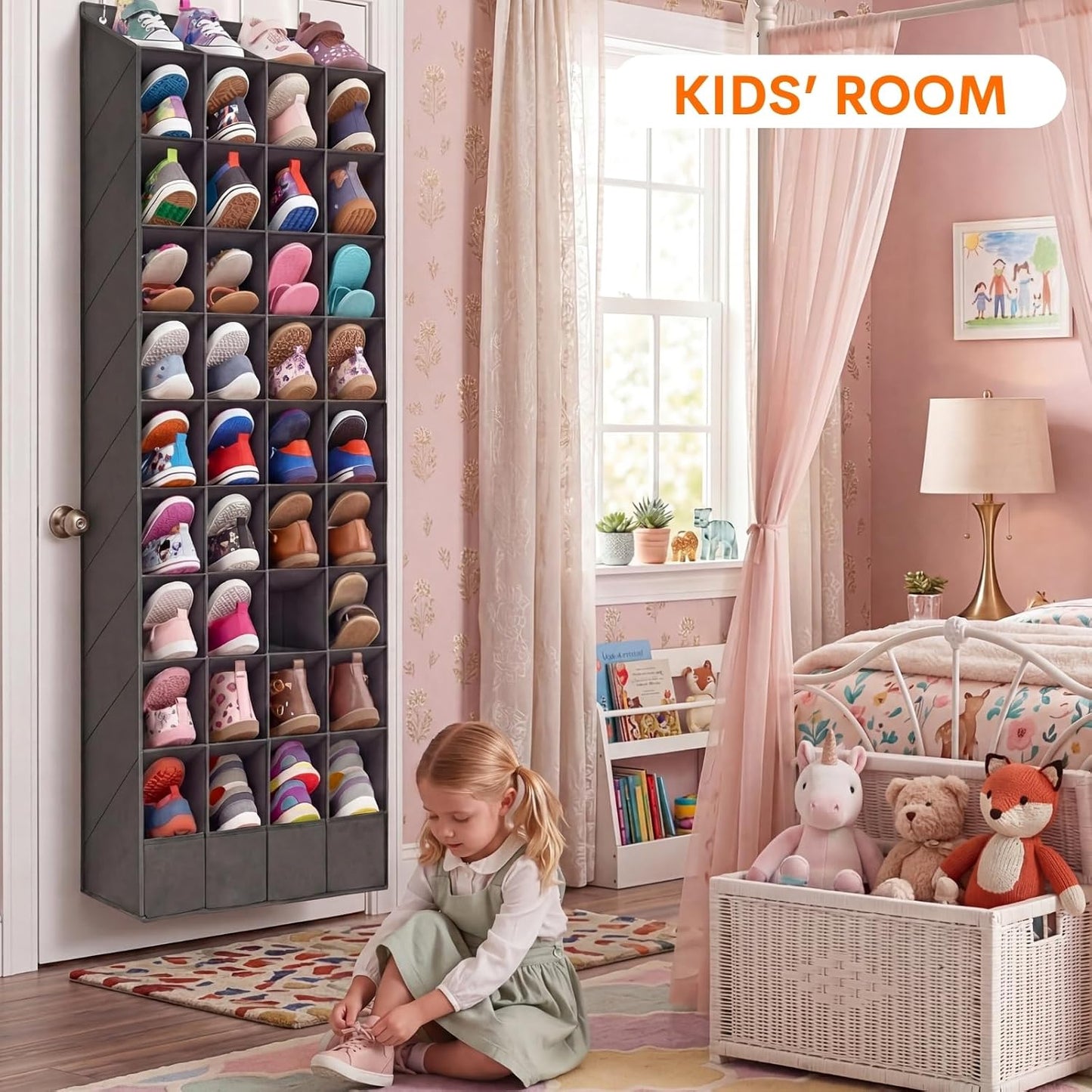 Ofiray-home 30-40 Pairs Over the Door Shoe Organizer | Large & Deep Pockets, Fits Boots, Sneakers or Larger Shoes, Space-Saving Hanging Shoe Rack