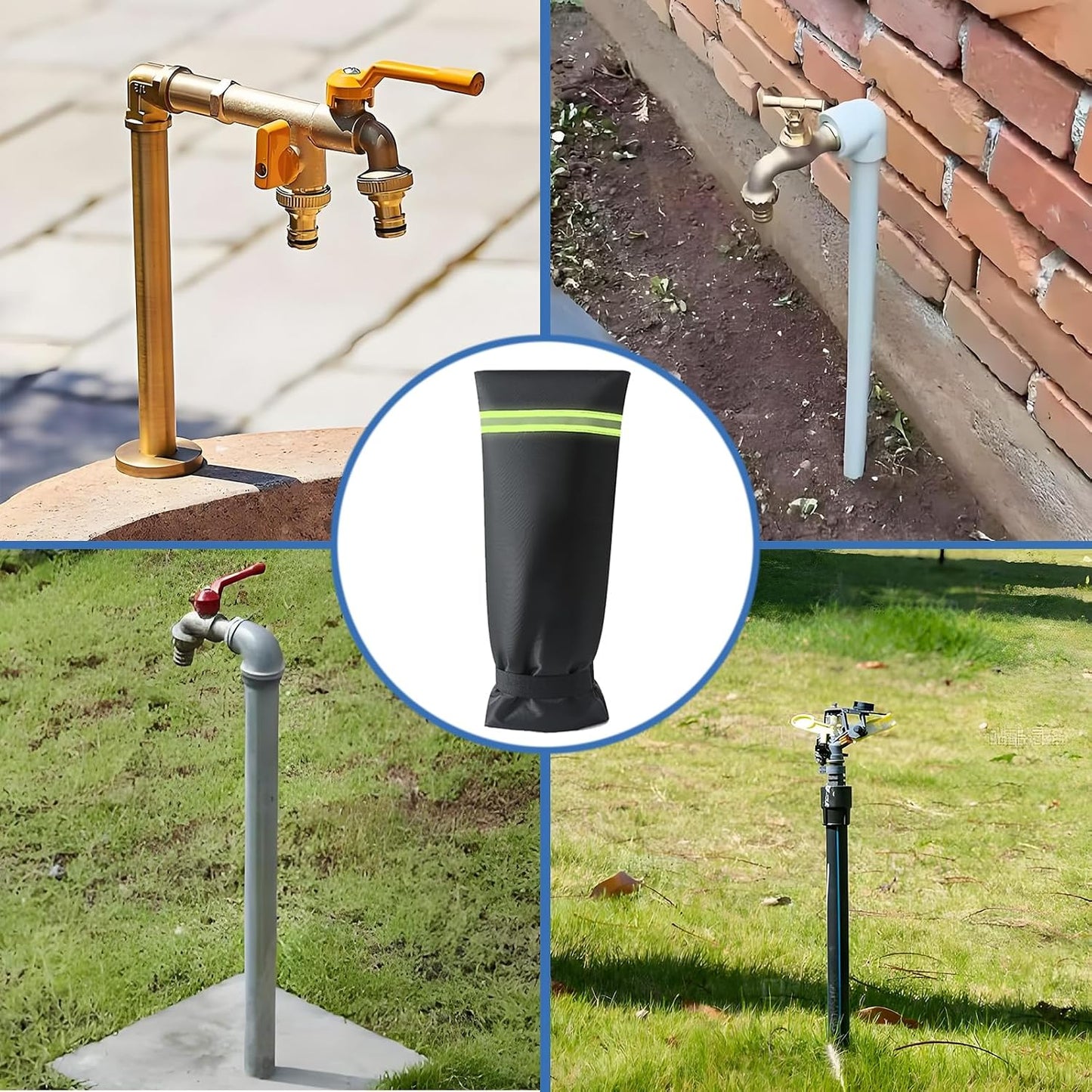 Outdoor Faucet Covers for Winter with Reflective Strips,Velcro Thickened Anti-Freeze Outdoor Tap Cover,Reusable Spigot Cover for Winter Freeze Protection Anti-Rust（17.7 * 7.1inch） 1pcs