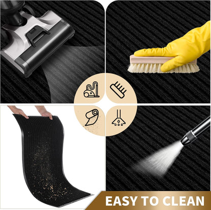 Yimobra Welcome Mat, Heavy Duty Sturdy Door Mats for Home Entrance Outdoor Indoor, Front Doormat for Outside Patio Floor Entry Porch Garage Office, Waterproof, Low Profile, 29.5x17, Black Grey