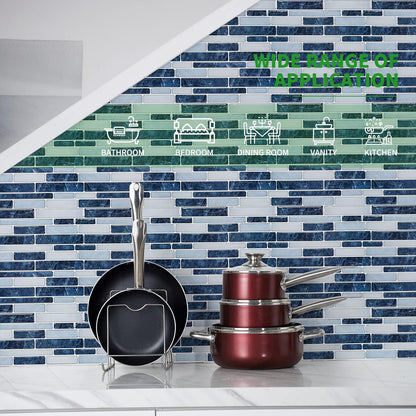 LONGKING Self-Adhesive Kitchen Backsplash, Marble Look Decorative Tiles (10 Tiles)