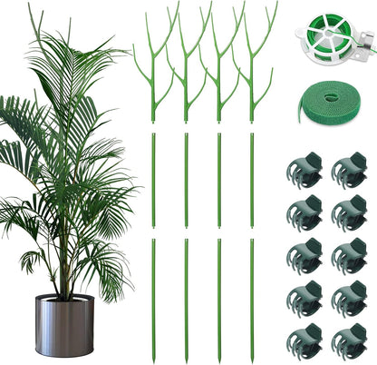 ROADPLUM 4 Pack 39.37" Detachable Twig Plant Support Stakes Set, Blends in to Plant, Branch Plant Sticks with Orchid Clips Twist Plant Ties, Twig Trellis for Indoor Outdoor Plants Potted Plants Flower
