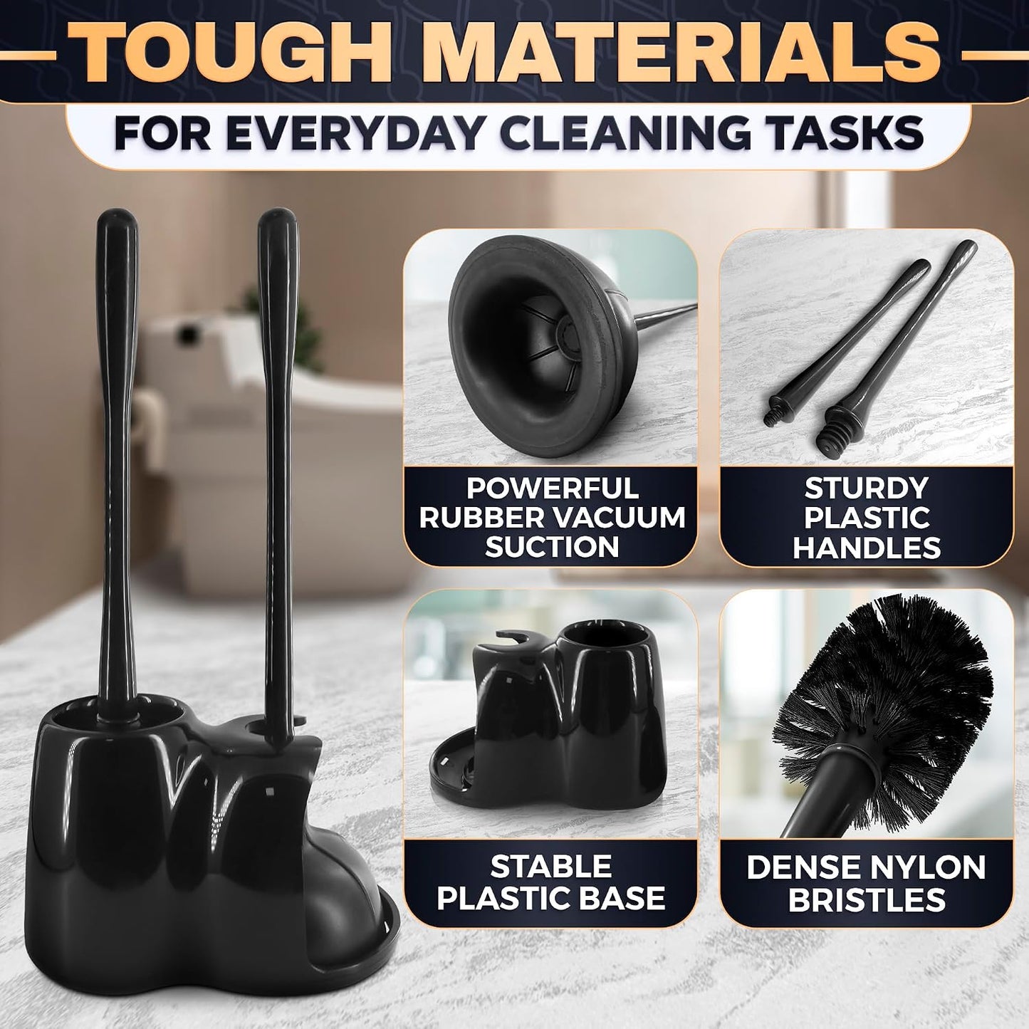 Silicone Toilet Brush and Holder Set - Cream RV Toilet Brush with Holder, Flexible Head, Soft Bristles, Detachable Handle and Freestanding Base, Compact Bathroom Cleaning Tool with Minimalistic Design
