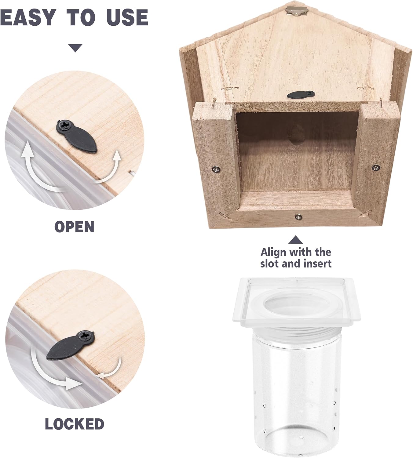 GRTRE 4 Pack Wood Carpenter Bee Trap for Outside - Nature Chalet Style Carpenter Bee Traps Outdoor Hanging