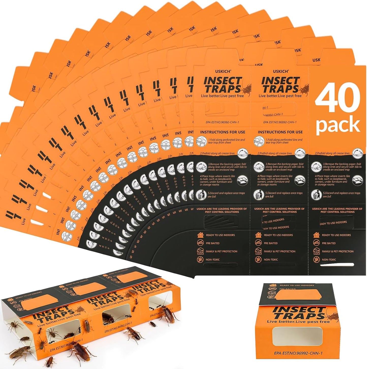 20 Pack Roach Traps, Cockroach Traps Indoor Home, Glue Roach Traps, Child & Pets Safe(Upgrade Recipe)