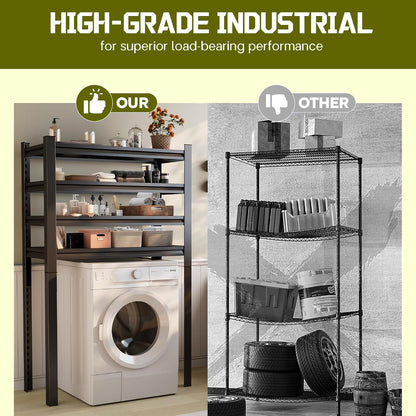 Over Washer and Dryer Shelves, Laundry Room Shelves Adjustable Metal Heavy Duty Freestanding Storage Shelving, Washing Machine Rack for Organization and Storage, Black (39.4" W X 17.7" D X 71.2" H)