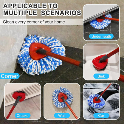 Mop Heads Replacements for Ocedar, Spin Mop Replacement for O-Cedar EasyWring 2 Tank System Mop Refills, Include 3 Pack Heads, 1 Scrub Brush & 1 Base Combo
