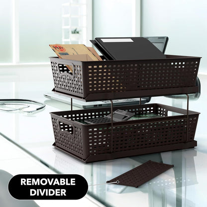 Simple Houseware 2 Tier Bathroom Organizer Tray Pull-Out Sliding Drawer/Under-Sink Storage, Clear