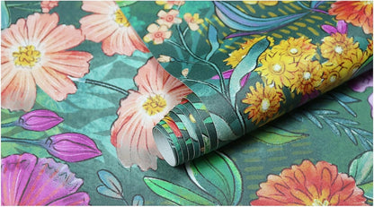 HAOKHOME Peel and Stick Wallpaper Floral Renter Friendly Wall Paper Green/Purple/Pink for Bathroom Kitchen Contact Paper 17.3in x 9.8ft