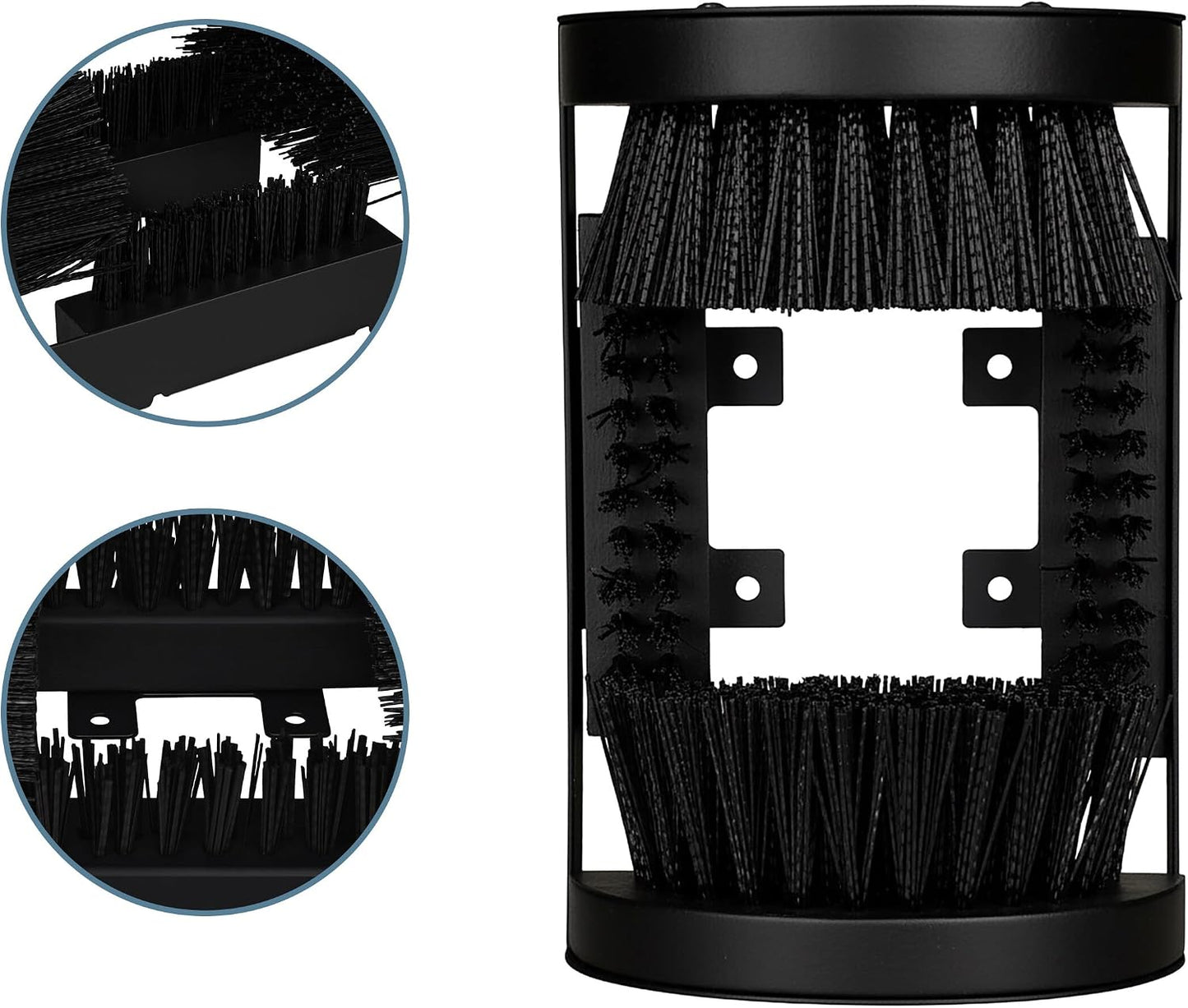 Relaxdays Shoe Scraper with All-Round Brushes, Outdoor Doormat, Heavy Duty Bristles, Floor Mounting, Black