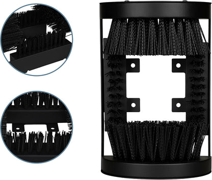 Relaxdays Shoe Scraper with All-Round Brushes, Outdoor Doormat, Heavy Duty Bristles, Floor Mounting, Black
