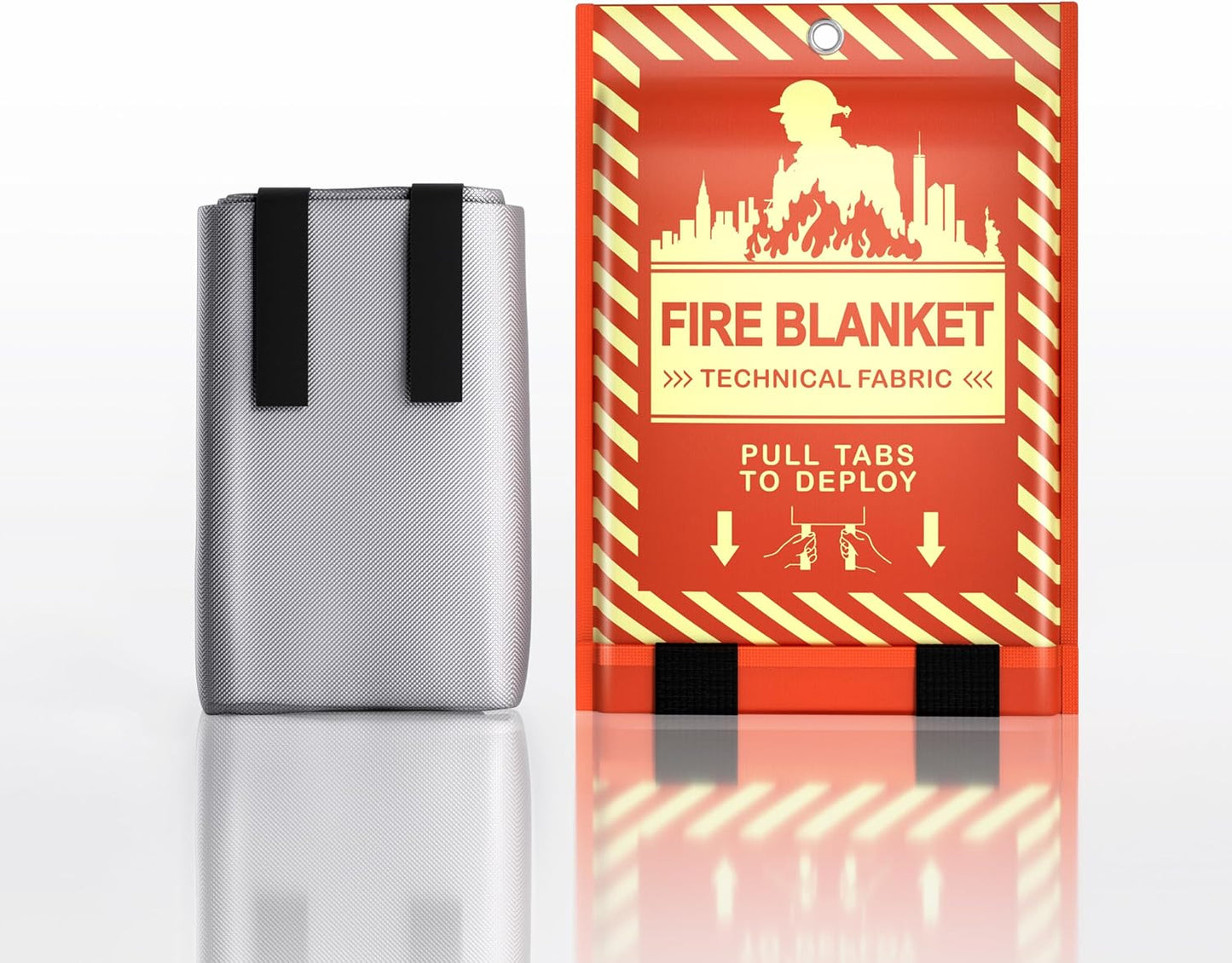 Glow-in-The-Dark Emergency Fire Blanket-3 ply Glass Fibre Fabric Construction, 2 Side Silicone Coated Fire Blanket, 40” x 40” Fiberglass Fire Blankets Emergency for Home and Kitchen, 1 Pack