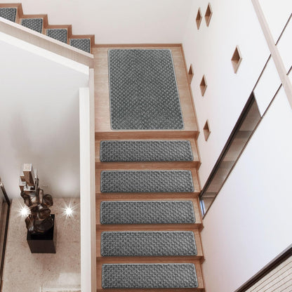 PURE ERA Carpet Stair Treads Tape Free Non Slip Indoor Stair Carpet Stair Protectors Pet-Friendly Non-Slip Skid Resistant Washable Reusable 8" x 30"(2 Pieces,Black)