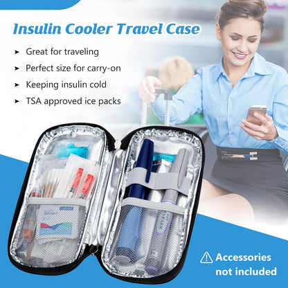 YOUSHARES Insulin Cooler Travel Case with Temperature Display - Refrigerated Medicine Cooling Bag with 2 TSA Approved Ice Pack, Medication Pen Diabetic Supplies Organizer for Trip and Daily