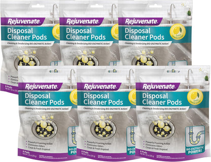 Rejuvenate Disposal Cleaner, 6 Pods, Lavender-Scented Disposal and Pipe Cleaner Pods with Bio-Enzymatic Formula Help Break Down Leftover Food Waste and Remove Odors for A Clean, Fresh Disposal
