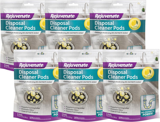 Rejuvenate Disposal Cleaner, 6 Pods, Lavender-Scented Disposal and Pipe Cleaner Pods with Bio-Enzymatic Formula Help Break Down Leftover Food Waste and Remove Odors for A Clean, Fresh Disposal