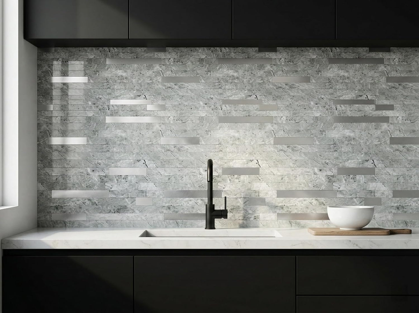 Yipscazo 2026 New Upgrade 11.34" X 11.57" Peel and Stick Backsplash, Stick on Backsplash Tiles for Kitchen, Bathroom, Fireplace (10 Sheets, Beige Rocks + Rose Gold)