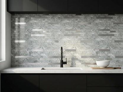 Yipscazo 2026 New Upgrade 11.34" X 11.57" Peel and Stick Backsplash, Stick on Backsplash Tiles for Kitchen, Bathroom, Fireplace (10 Sheets, Beige Rocks + Rose Gold)