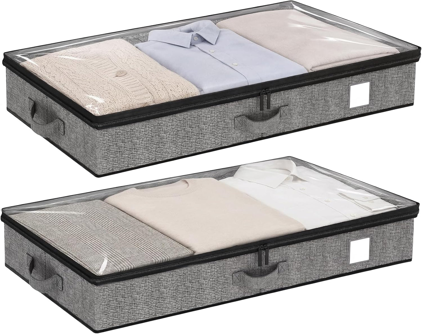Fixwal Under Bed Storage Containers 4 Pack, Reinforced Underbed Organizer Below 4.5 Inches Low Profile Clothes Storage Bins with Sturdy Sidewalls and Bottom