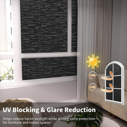 GTJ Frosted Window Privacy Film, Static Cling No Glue Removable Reusable, UV Blocking Glare & Heat Reduction, for Bathroom Glass Door Home Office, 17.5" x 78.7"in