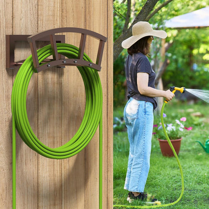 OLV Garden Hose Holder Wall Mounted, Outdoor Heavy Duty Metal Water Hose Holder Hanger Holds 125-ft Water Pipe, Sturdy Detachable Hose Storage Organizer Reel Rack for Outside Garden Lawn Yard Farm