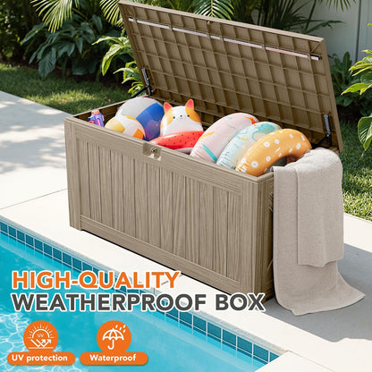 32 Gallon Deck Box Outdoor Indoor Waterproof Storage Box for Patio Furniture, Pool Accessories, Garden Tools, and Cushion Storage, Black