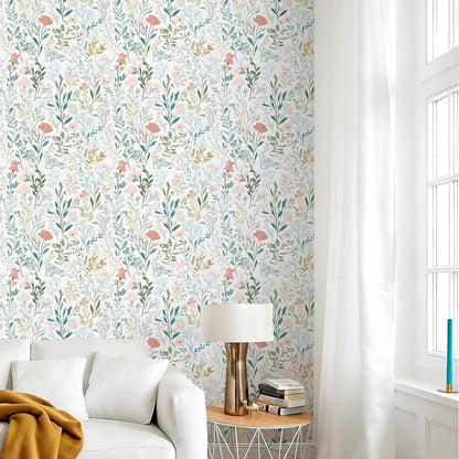 Froluya Floral Peel and Stick Wallpaper Boho Floral Contact Paper 16.9" x 118.1" Modern Wildflower Self Adhesive Wallpaper for Bathroom Flower Decorative Removable Wall Paper for Bedroom Cabinets