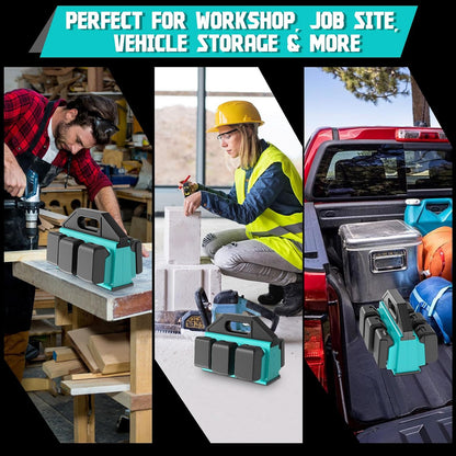 Dinftin 6-Slot Battery Caddy Holder/Carrying Case Compatible for Makita 18V Batteries - Heavy Duty ABS Organizer for 1.5Ah-12.0Ah Batteries with Handle, Non-Slip Base（Battery Not Included）
