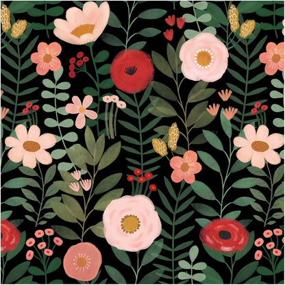 HAOKHOME Floral Peel and Stick Wallpaper Boho Vintage Wall Paper Removable for Bathroom Nursery Beige/Pink/Red Contact Paper 17.3in x 9.8ft