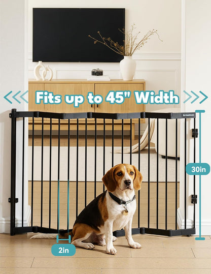 No Pawblems Retractable Safety Gate, Metal Adjustable Dog Gate for Doorways, Stairs & Hallways, Expands to 38" Wide, Auto Retract Design, No Bottom Bar, Black