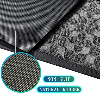 Bulijojo Sturdy Front Entrance Doormats,Durable Heavy Duty Welcome Mat,Thick Absorbent Natural Rubber Non Slip Mat,Easy Clean Entryway Mat 17x30 Inch Leaves Green