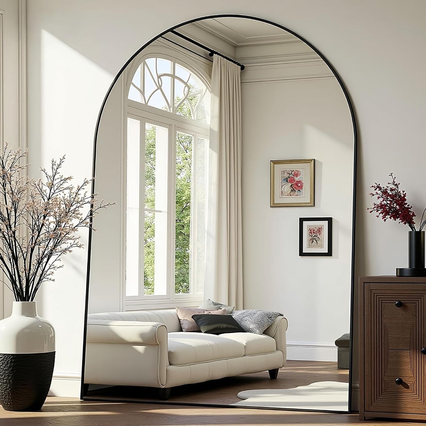 Prywot Arched Full Length Mirror, 70"x26" Free Standing Floor Mirror, Modern Full Body Mirrors with Stand, Wall Mirrors with Aluminum Alloy Frame for Bedroom,Living Room, Gold