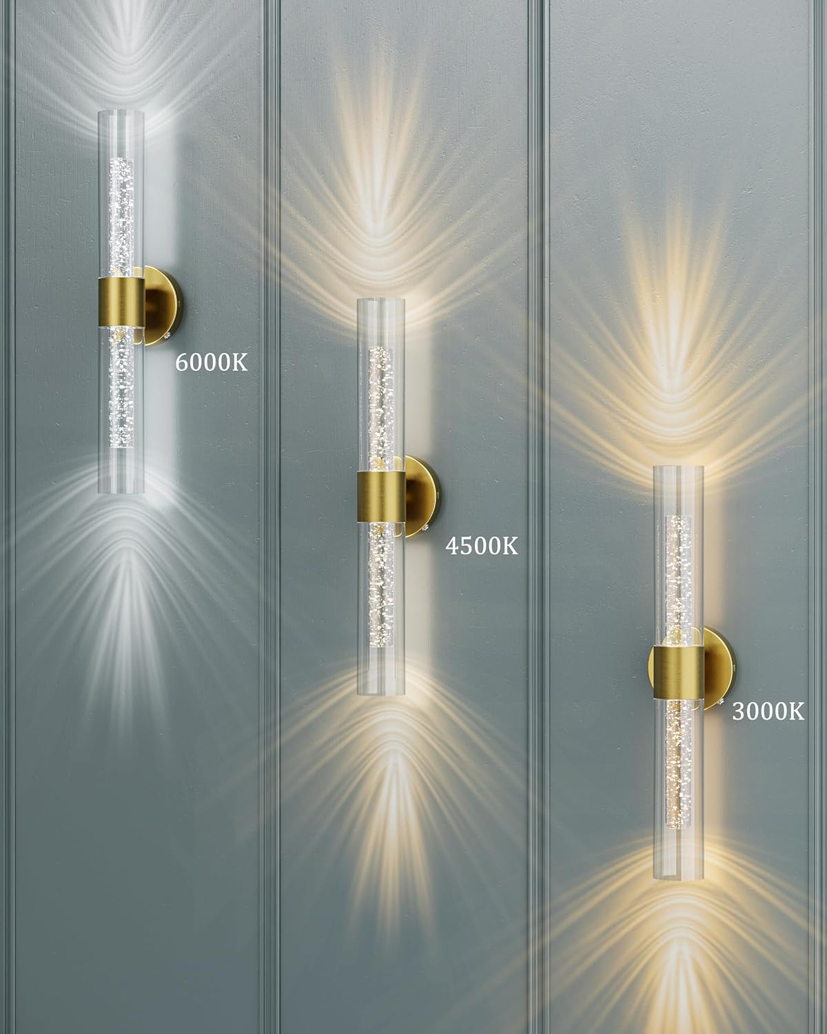 10000mAh Battery Operated Wall Sconce Set of 2, Rechargeable Wireless Wall Lights with Remote Control, Dimmable Timer 3 Color Temperature Glass Wall Lamp for Living Room Bedroom Gold 21.5 Inch