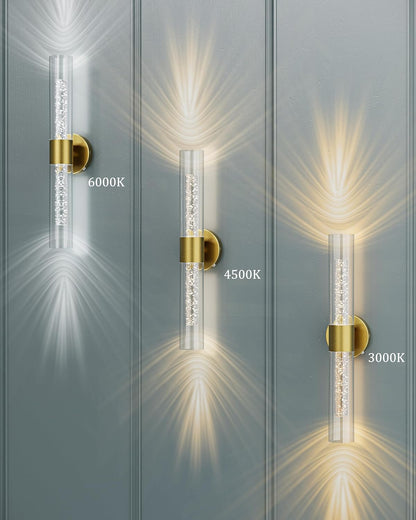 10000mAh Battery Operated Wall Sconce Set of 2, Rechargeable Wireless Wall Lights with Remote Control, Dimmable Timer 3 Color Temperature Glass Wall Lamp for Living Room Bedroom Gold 21.5 Inch