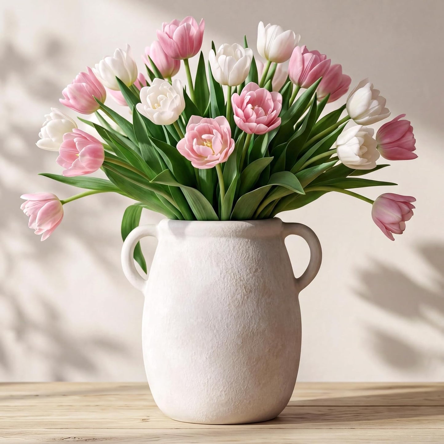 CUCUMI Ceramic Vase Set of 5, Home Decor Farmhouse Décor Handmade Pottery Vases for Pampas Grass, Dried Fresh Flowers, Table, Living Room, Kitchen, Shelf, Entryway Mantel Neutral Tones