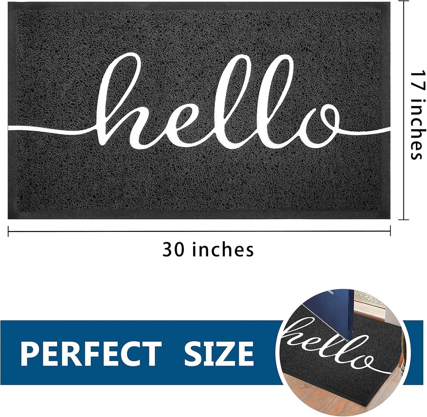 EARTHALL Door Mat Outside Inside Home Doormat, 30"x17.5", Durable Floor Mat Non Slip Mat Ultra Absorb Mud Easy Clean Front Doormat for Garage, Entryway, Patio, High Traffic Areas, Black