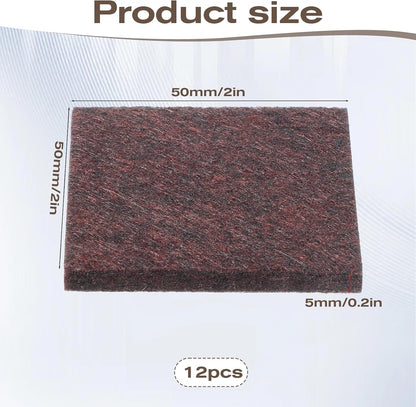12Pcs Square Felt Furniture Pads 2 inch x 2 inch Self-Adhesive Table Leg Floor Protectors Cuttable Anti Scratch Furniture Pads for Hardwood Floors (Brown)