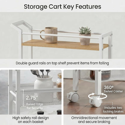 4 Tier Slim Rolling Storage Cart, 5.1 Inch Wide Narrow Storage Cart with Handle, Iron Wood Utility Slide Out Pantry Shelf Organizer for Laundry Room, Bathroom, Kitchen, Small Spaces,White