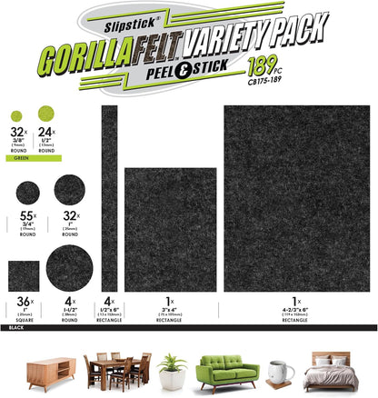 GorillaFelt Chair Leg Floor Protectors/Felt Chair Glides (Set of 16) Tap-On Felt Furniture Pads Guaranteed to Stay On, 1 Inch Round Chair Sliders